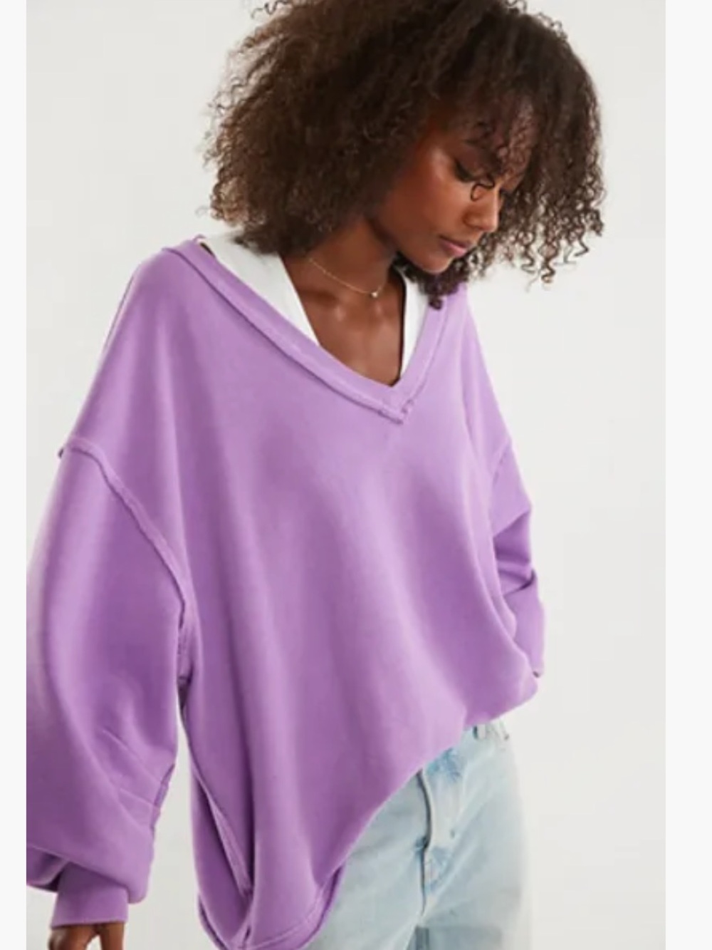 We The Free Venice V-Neck Sweatshirt Purple Small